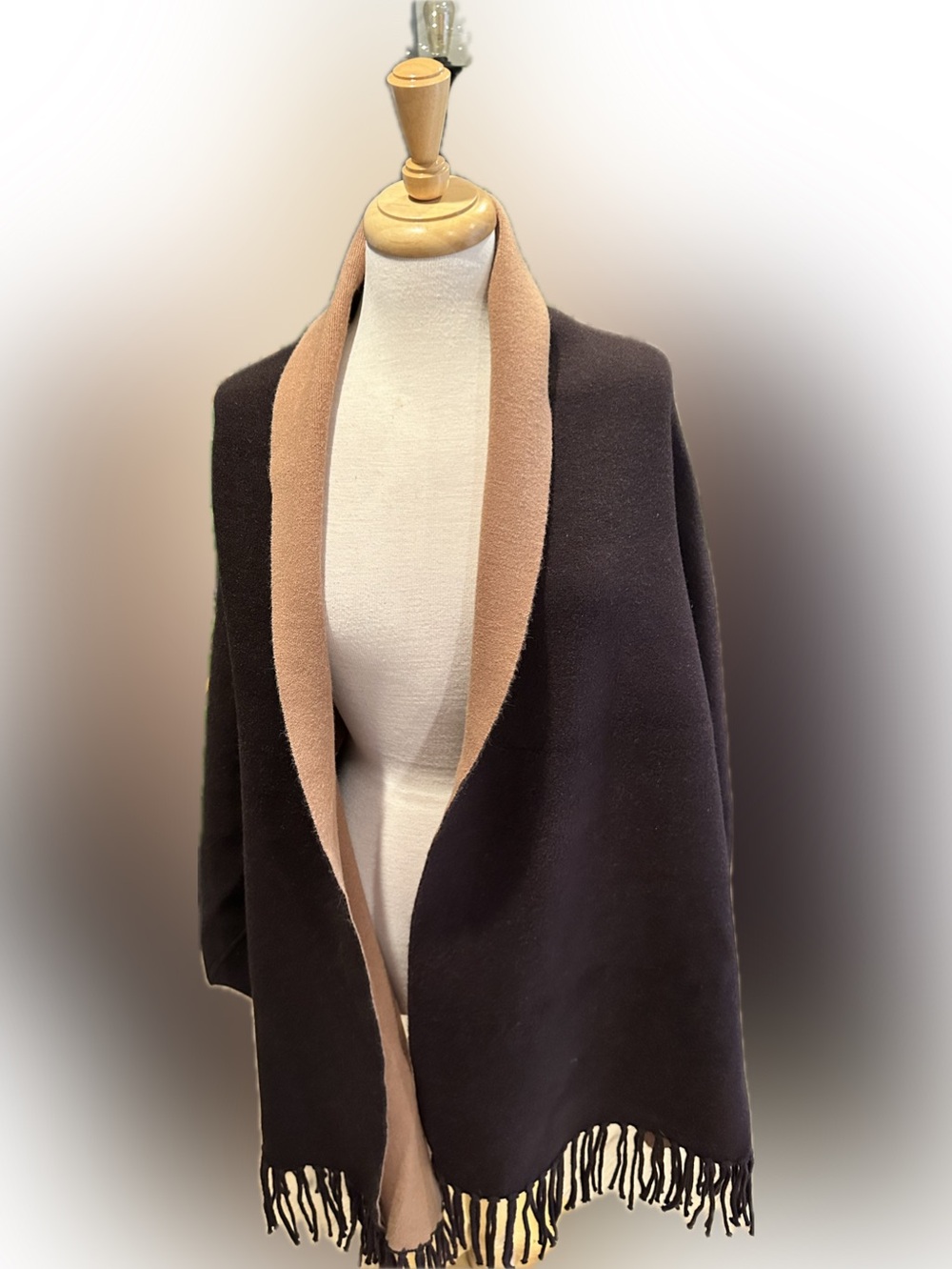 NWT Carlisle Reversible Shawl-Collar Wrap in Brown and Camel